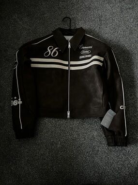 86 Black Leather Racing Jacket Cernucci